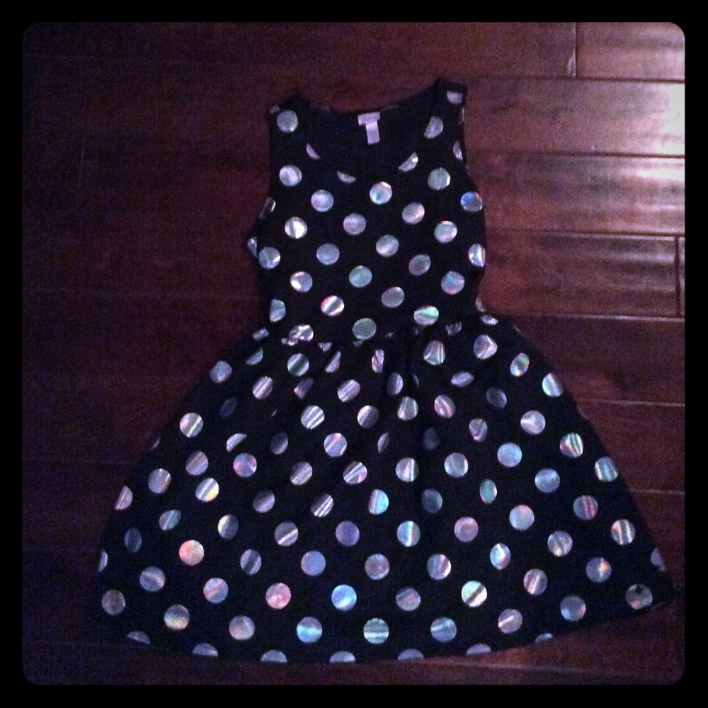 Justice black with holographic polka dots